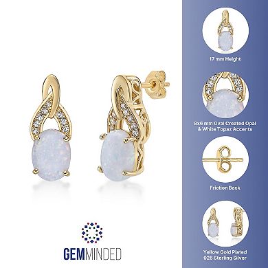 Gemminded 2 Micron 18K Gold Plated Sterling Silver Lab-Created Opal & Lab-Created White Sapphire Earrings