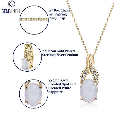 Gemminded 2 Micron 18K Gold Plated Sterling Silver Lab-Created Opal & Lab-Created White Sapphire Pendant