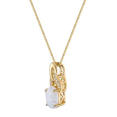 Gemminded 2 Micron 18K Gold Plated Sterling Silver Lab-Created Opal & Lab-Created White Sapphire Pendant