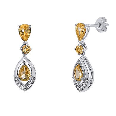 Gemminded Sterling Silver Citrine & Lab-Created White Sapphire Earrings