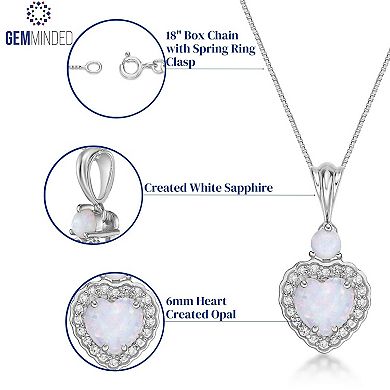 Gemminded Sterling Silver Lab-Created Opal & Lab-Created White Sapphire Pendant
