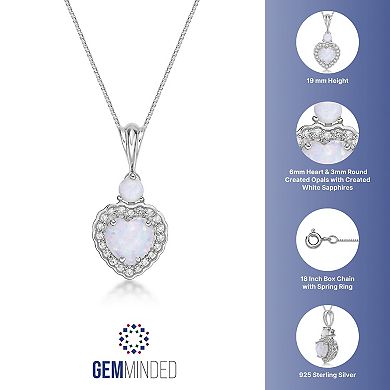 Gemminded Sterling Silver Lab-Created Opal & Lab-Created White Sapphire Pendant