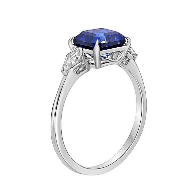 Gemminded Sterling Silver Lab-Created Sapphire & Lab-Created White Sapphire Ring