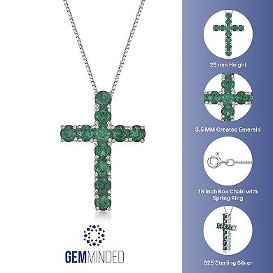 Gemminded Sterling Silver Lab-Created Emerald Pendant