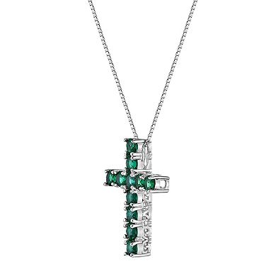 Gemminded Sterling Silver Lab-Created Emerald Pendant