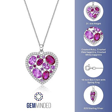 Gemminded Sterling Silver Lab-Created Ruby, Lab-Created Pink Sapphire & Lab-Created White Sapphire Pendant