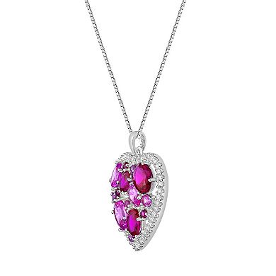 Gemminded Sterling Silver Lab-Created Ruby, Lab-Created Pink Sapphire & Lab-Created White Sapphire Pendant