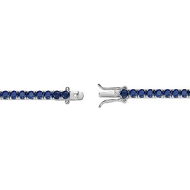 Gemminded Sterling Silver Lab-Created Sapphire Tennis Necklace