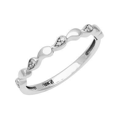 Love Always 10k White Gold Diamond-Accent Wave Stackable Anniversary Ring