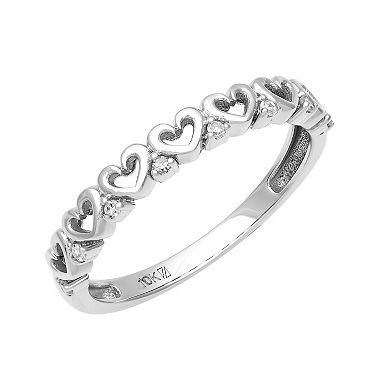 Love Always 10k White Gold Diamond-Accent Heart Stackable Anniversary Ring