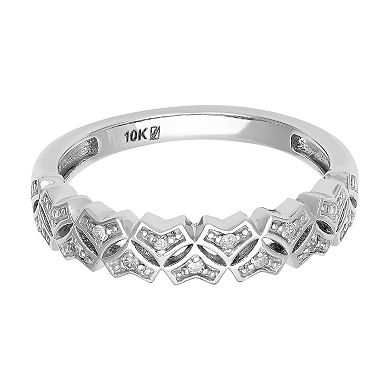 Love Always 10k White Gold Diamond-Accent Art-Deco Anniversary Ring