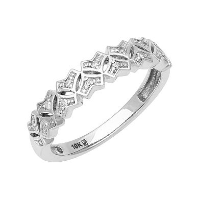 Love Always 10k White Gold Diamond-Accent Art-Deco Anniversary Ring