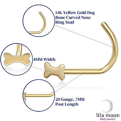 Lila Moon 14k Gold Dog Bone Curved Nose Stud