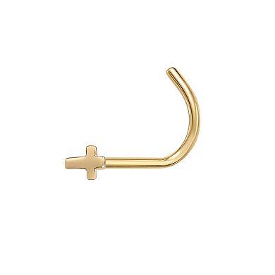 Lila Moon 14k Gold Cross Curved Nose Stud