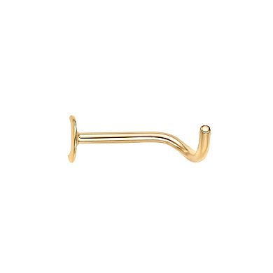 Lila Moon 14k Gold Crescent Moon Curved Nose Ring Stud