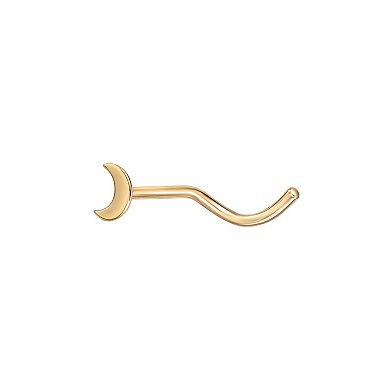 Lila Moon 14k Gold Crescent Moon Curved Nose Ring Stud