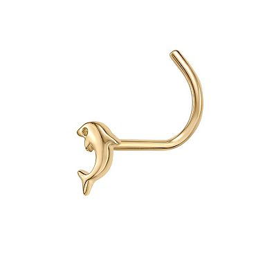 Lila Moon 14k Gold Dolphin Curved Nose Ring Stud