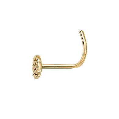 Lila Moon 14k Gold Rose Curved Nose Ring Stud