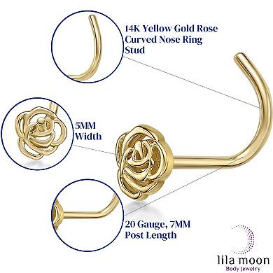 Lila Moon 14k Gold Rose Curved Nose Ring Stud