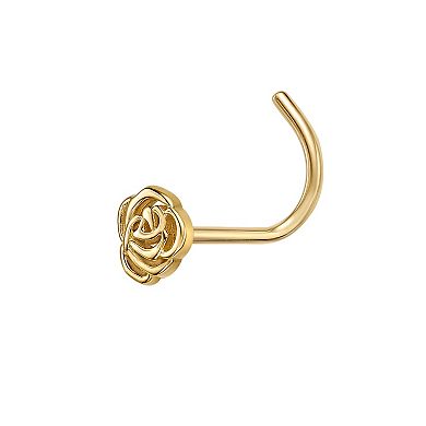 Lila Moon 14k Gold Rose Curved Nose Ring Stud