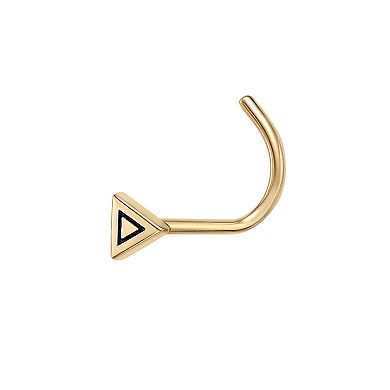 Lila Moon 14k Gold Black Enamel Triangle Curved Nose Ring Stud