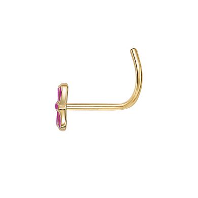 Lila Moon 14k Gold Pink Enamel Butterfly Nose Stud