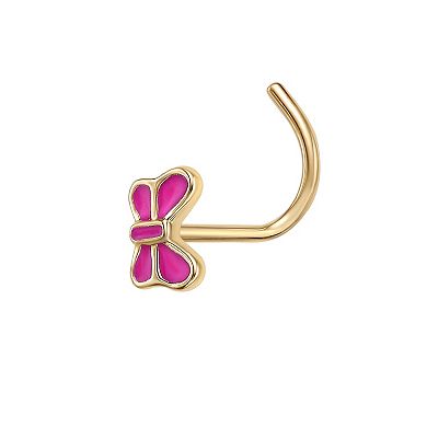 Lila Moon 14k Gold Pink Enamel Butterfly Nose Stud