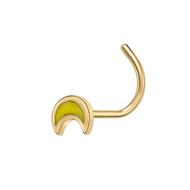 Lila Moon 14k Gold Yellow Enamel Moon Curve Nose Stud