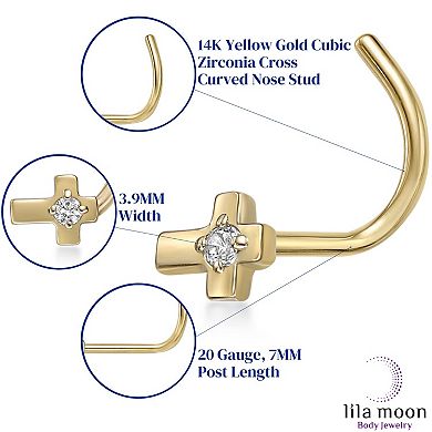 Lila Moon 14k Gold Cross Curve Nose Stud