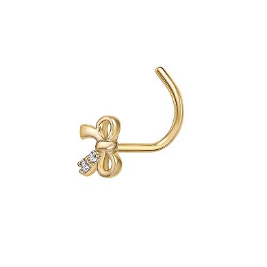 Lila Moon 14k Gold Cubic Zirconia Bow Curved Nose Stud