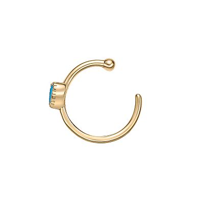 Lila Moon 14k Gold Blue Enamel Open-Hoop Nose Ring