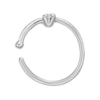 Lila Moon 14k White Gold Diamond Accent Hoop Nose Ring