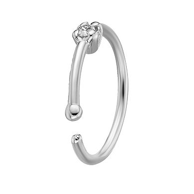 Lila Moon 14k White Gold Diamond Accent Hoop Nose Ring