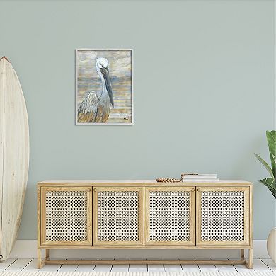 Stupell Home Decor Coastal Pelican Abstract Framed Wall Art