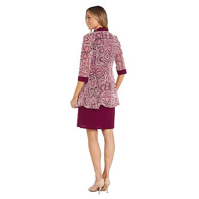 Women's R&M Richards 2-Piece Printed Jacket & Dress Set with Necklace
