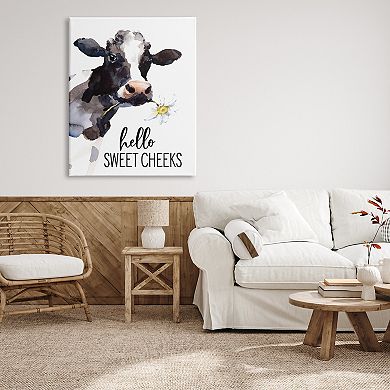 Stupell Home Decor Hello Sweet Cheeks Country Cow Canvas Wall Art