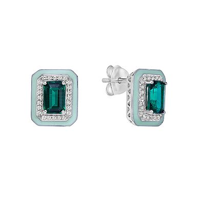 Gemminded Lab-Created Emerald and Lab-Created White Sapphire Earrings