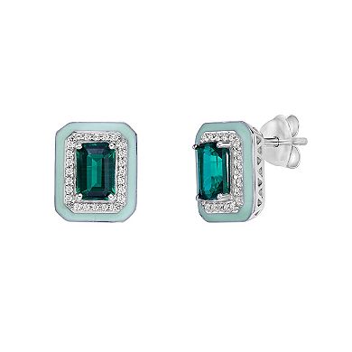 Gemminded Lab-Created Emerald and Lab-Created White Sapphire Earrings