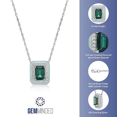 Gemminded Lab-Created Emerald & Lab-Created White Sapphire Pendant Necklace 