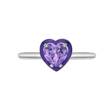 Gemminded Sterling Silver Amethyst Heart Ring