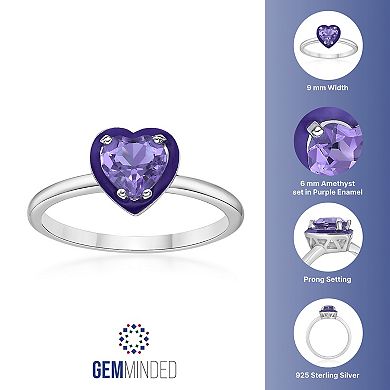 Gemminded Sterling Silver Amethyst Heart Ring