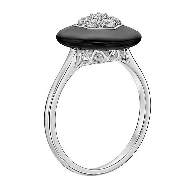 Gemminded Sterling Silver 1/10 Carat T.W. Black Ceramic Diamond Ring 
