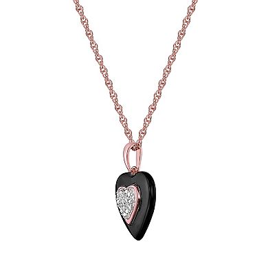 Gemminded 2 Micron 18k Rose Gold Plated Sterling Silver Diamond Accent Black Ceramic Pendant