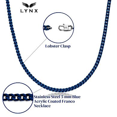 Men's LYNX Blue Acrylic-Coated Stainless Steel Franco Chain Necklace