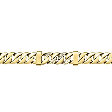 Men's LYNX Gold Tone Ion-Plated Stainless Steel Curb Chain Bracelet