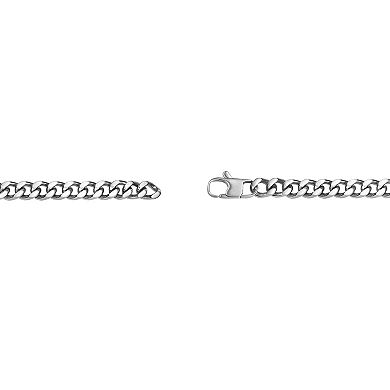 LYNX Men's Matte Stainless Steel Curb Chain ID Bracelet