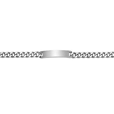 LYNX Men's Matte Stainless Steel Curb Chain ID Bracelet