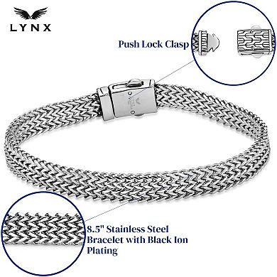 LYNX Men's Antiqued Stainless Steel Double Foxtail Chain Bracelet