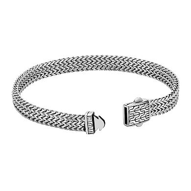 LYNX Men's Antiqued Stainless Steel Double Foxtail Chain Bracelet