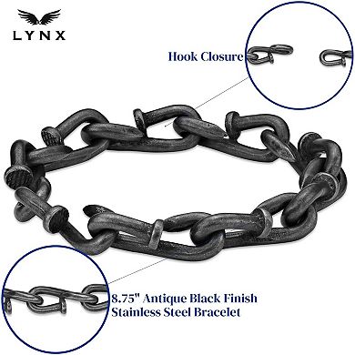 LYNX Men's Antiqued Stainless Steel Bracelet